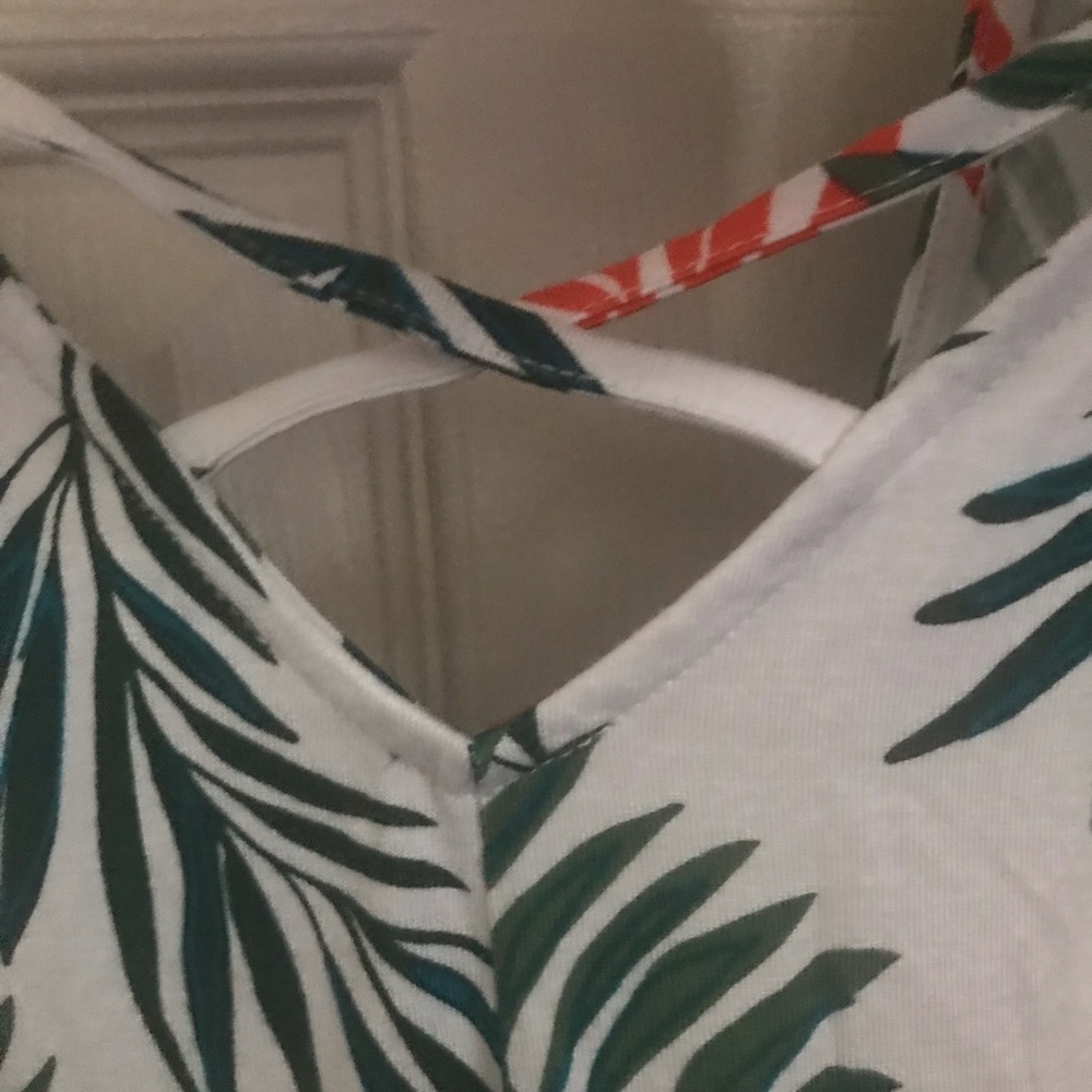 Terra & Sky Tropical Leaf Print Sleeveless Tunic Hi/Low Sleeveless NWT Size 3X - Picture 3 of 5